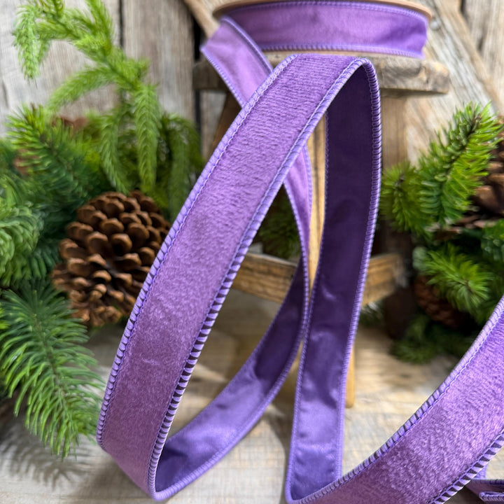 1" Purple Velvet Ribbon, Christmas Ribbon, Purple double sided velvet ribbon
