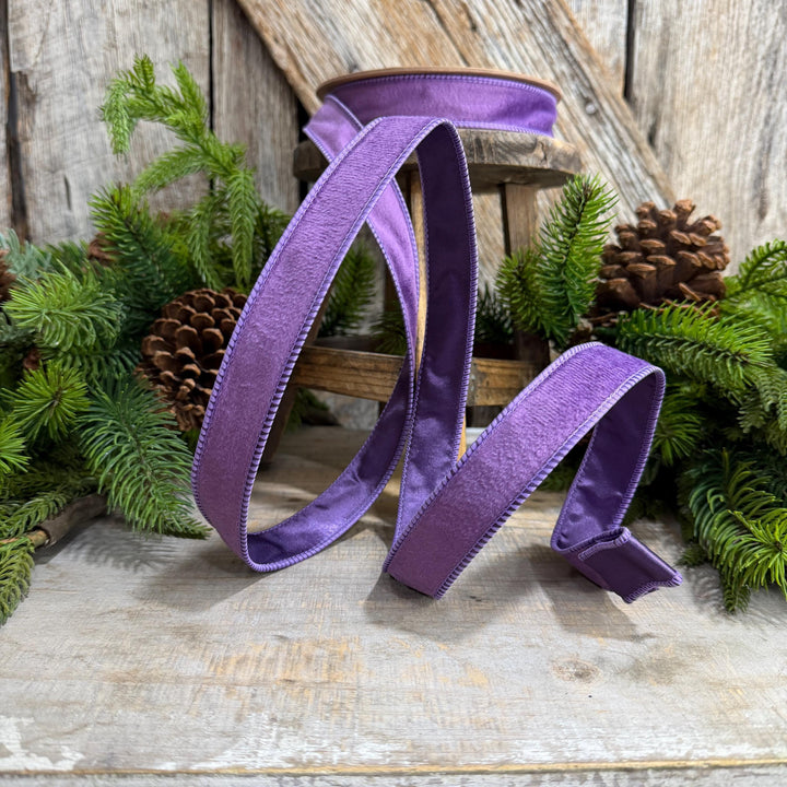 1" Purple Velvet Ribbon, Christmas Ribbon, Purple double sided velvet ribbon