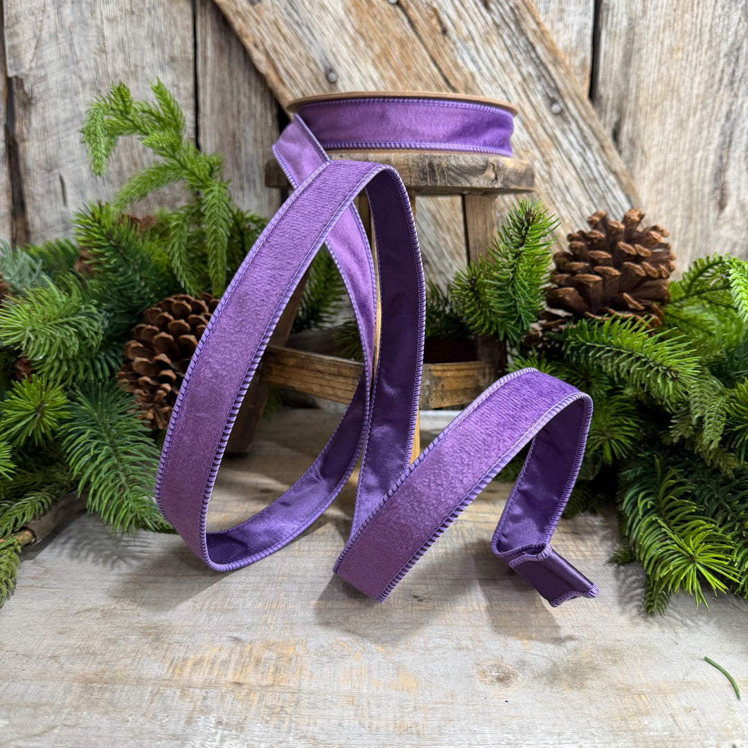1" Purple Velvet Ribbon, Christmas Ribbon, Purple double sided velvet ribbon