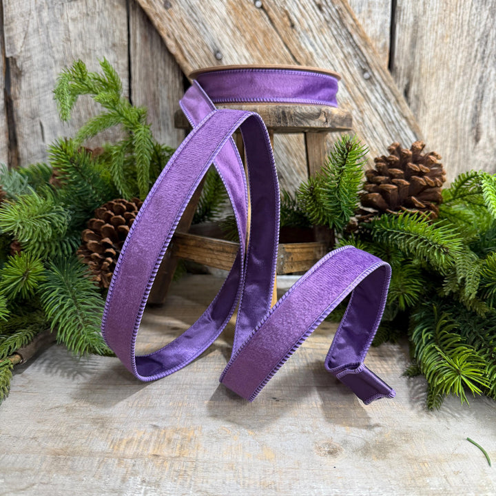1" Purple Velvet Ribbon, Christmas Ribbon, Purple double sided velvet ribbon