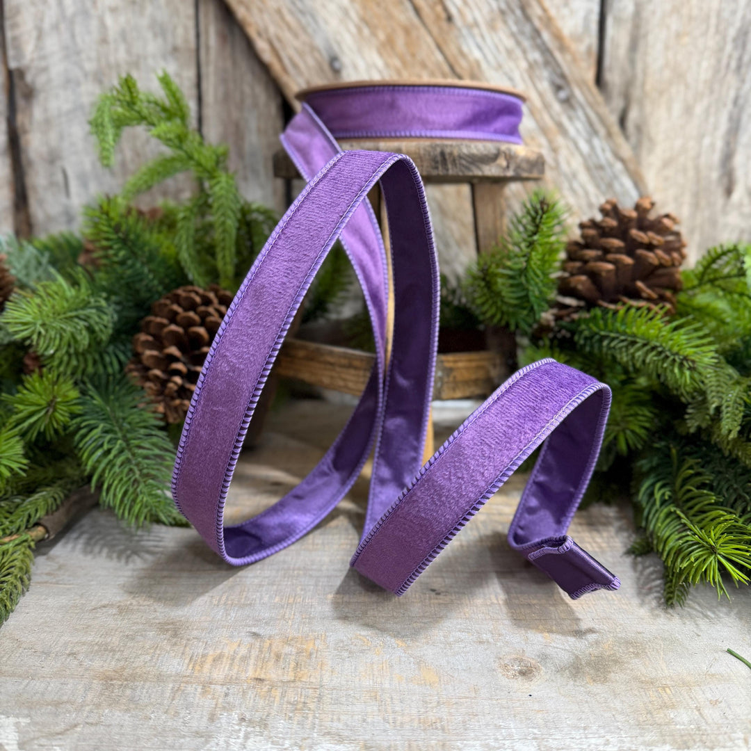 1" Purple Velvet Ribbon, Christmas Ribbon, Purple double sided velvet ribbon