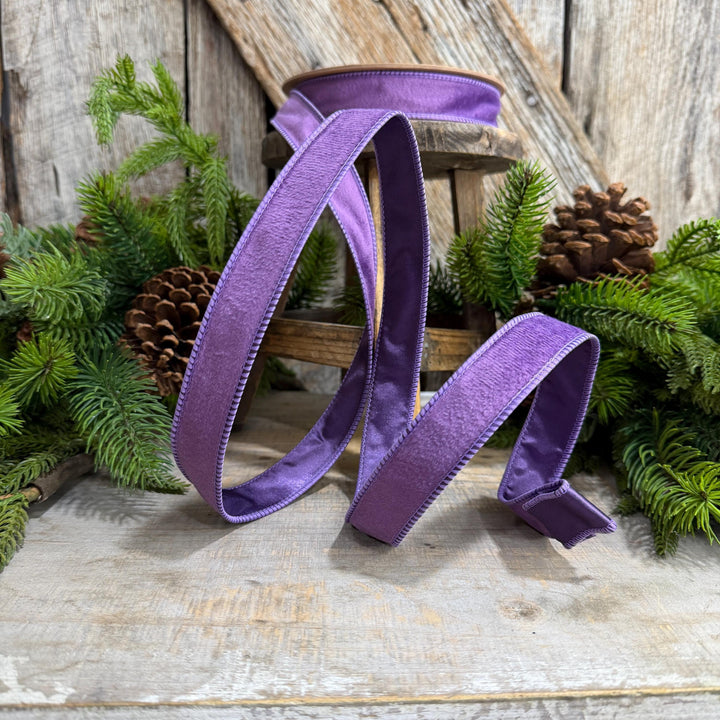 1" Purple Velvet Ribbon, Christmas Ribbon, Purple double sided velvet ribbon