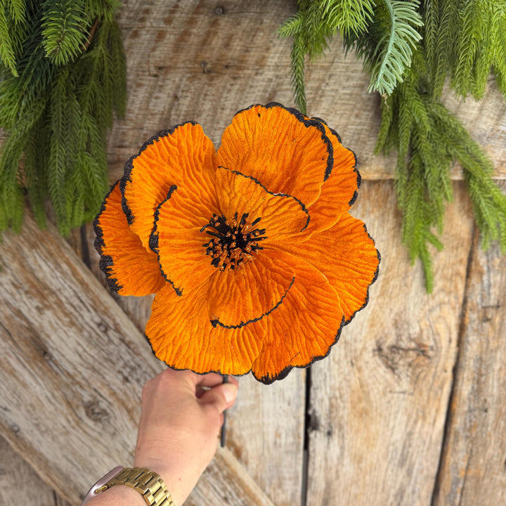 11" Orange Halloween Floral, Orange Fantasy Flower, 57222OR