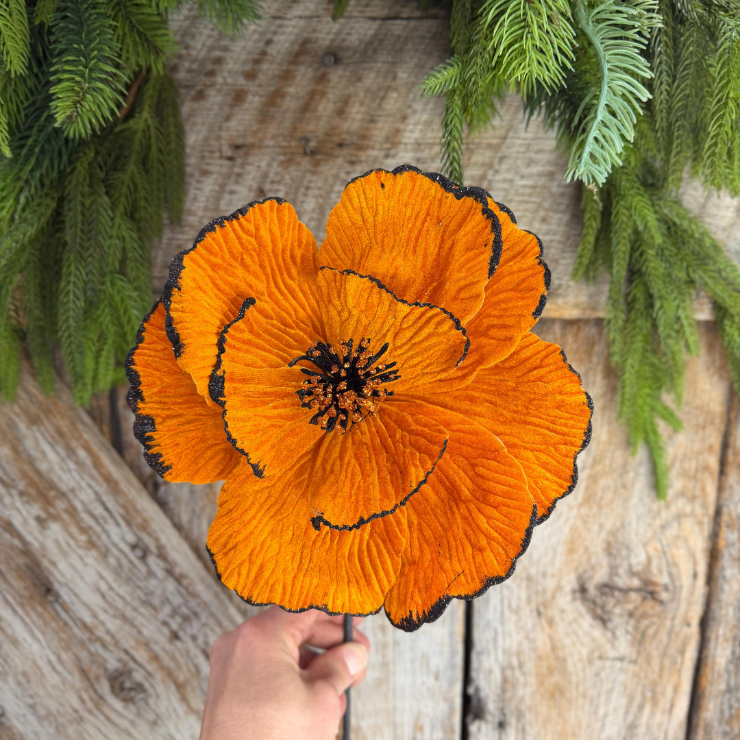 11" Orange Halloween Floral, Orange Fantasy Flower, 57222OR