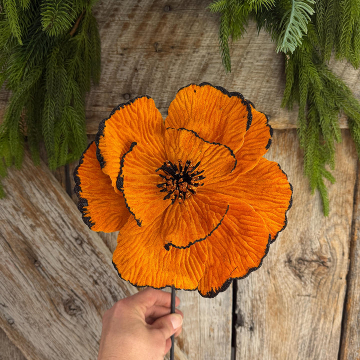 11" Orange Halloween Floral, Orange Fantasy Flower, 57222OR