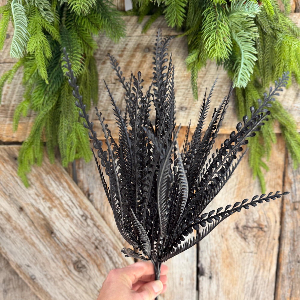 20" Black Beaded Greenery Bush, Halloween Greenery, Black Greenery