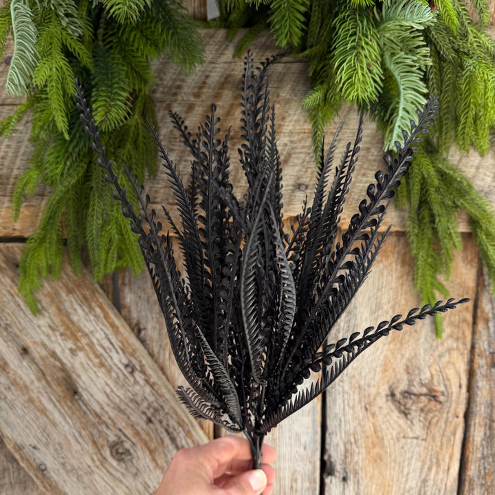 20" Black Beaded Greenery Bush, Halloween Greenery, Black Greenery