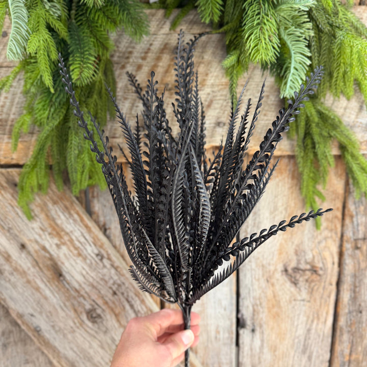 20" Black Beaded Greenery Bush, Halloween Greenery, Black Greenery