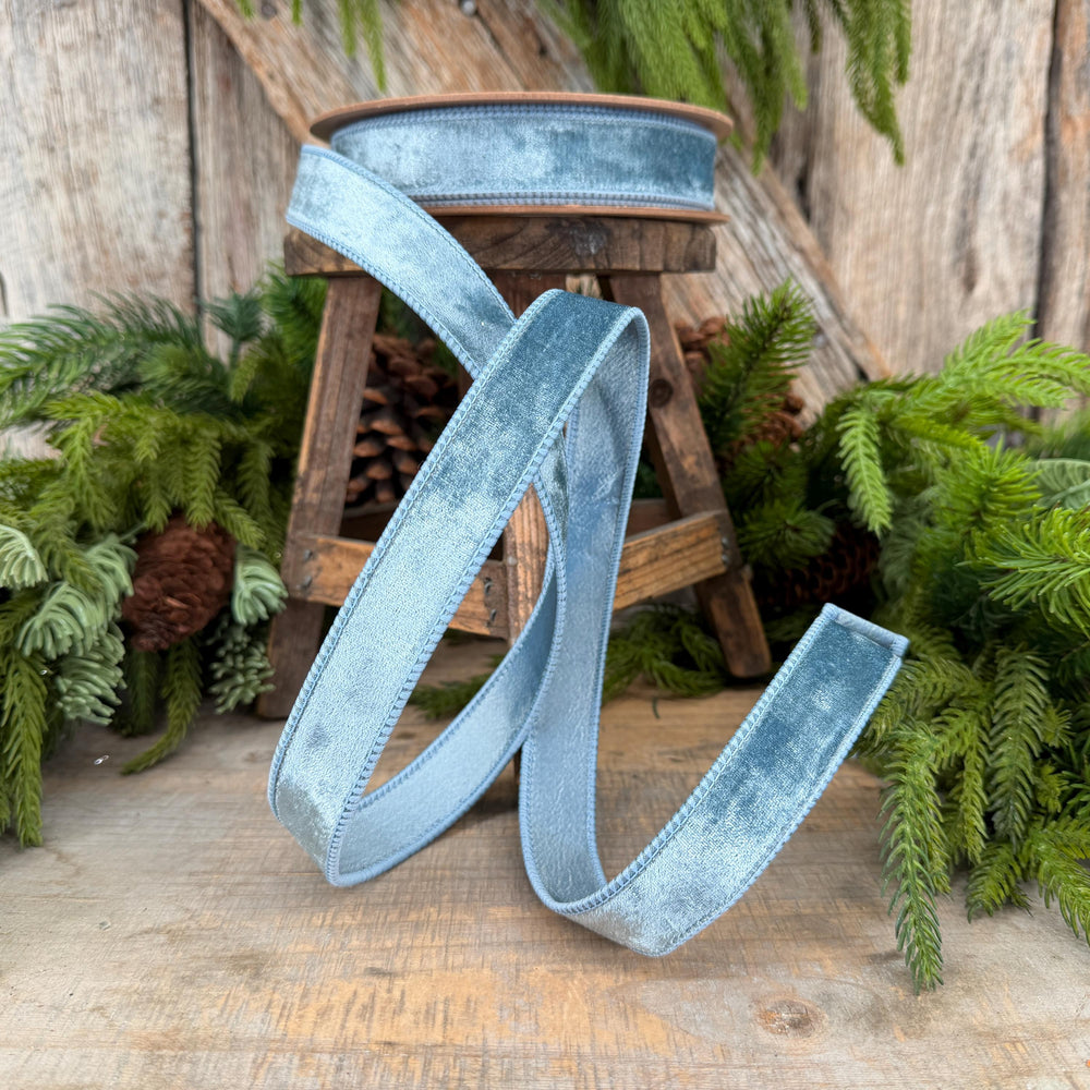 1" French Blue Velvet Ribbon