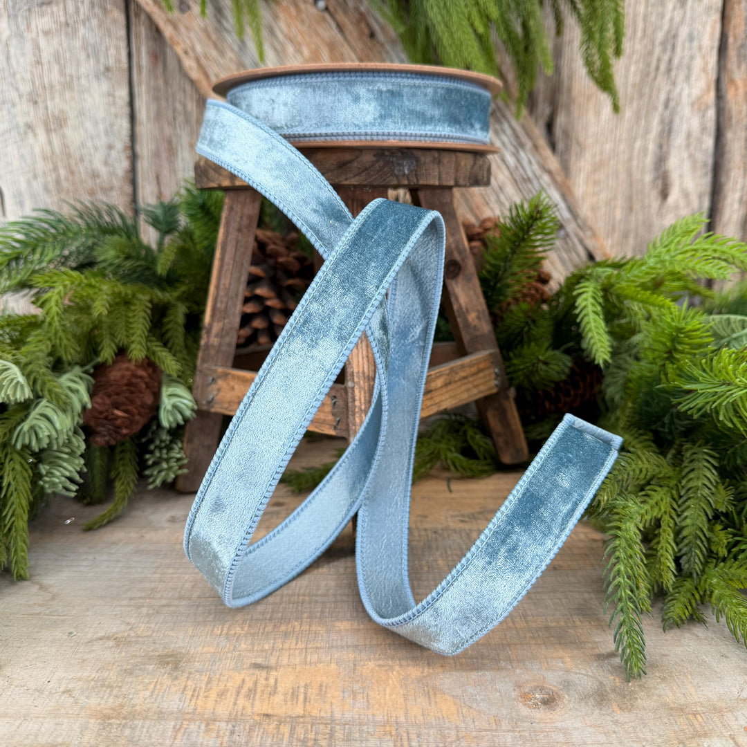 1" French Blue Velvet Ribbon