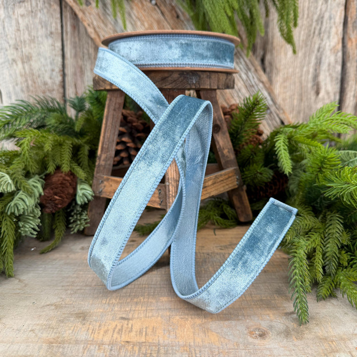 1" French Blue Velvet Ribbon
