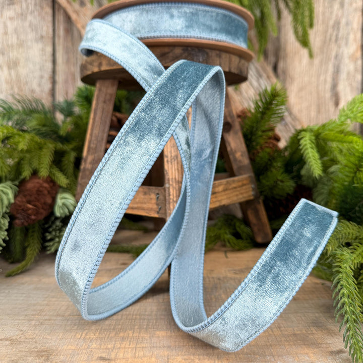 1" French Blue Velvet Ribbon