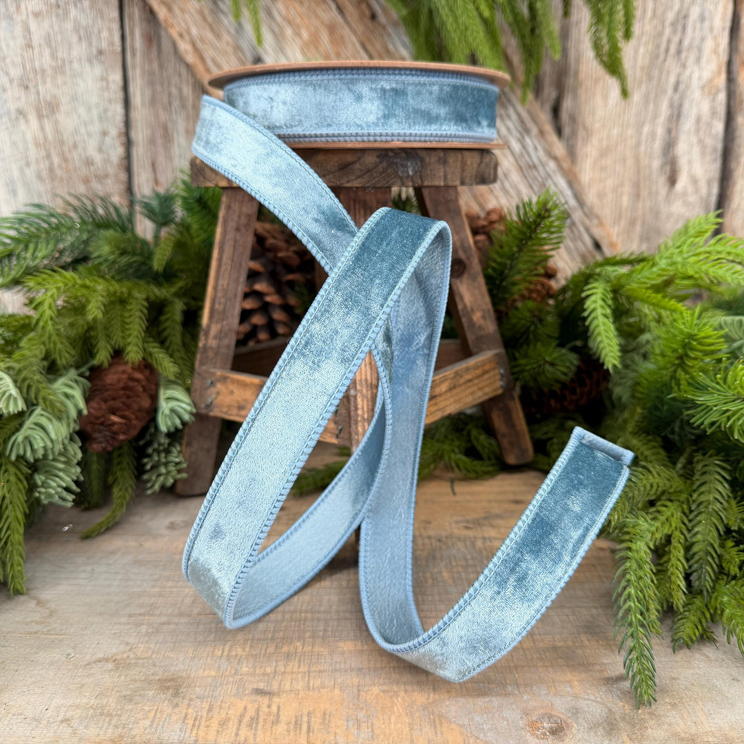 1" French Blue Velvet Ribbon