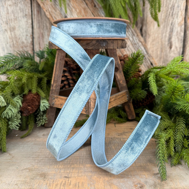1" French Blue Velvet Ribbon