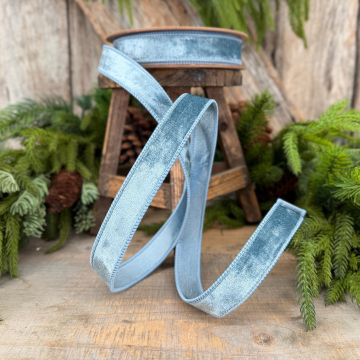 1" French Blue Velvet Ribbon
