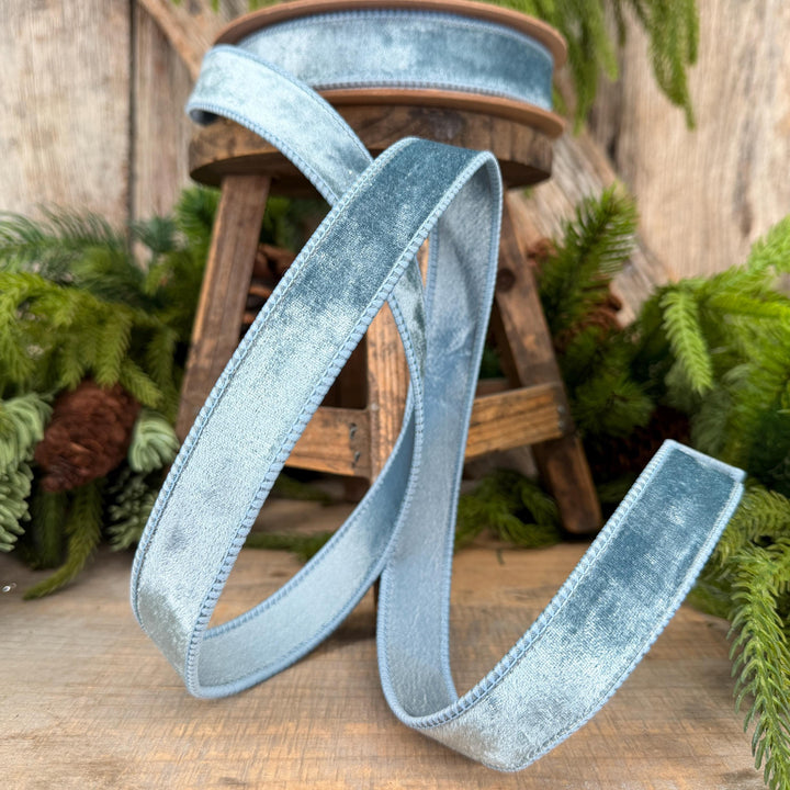 1" French Blue Velvet Ribbon