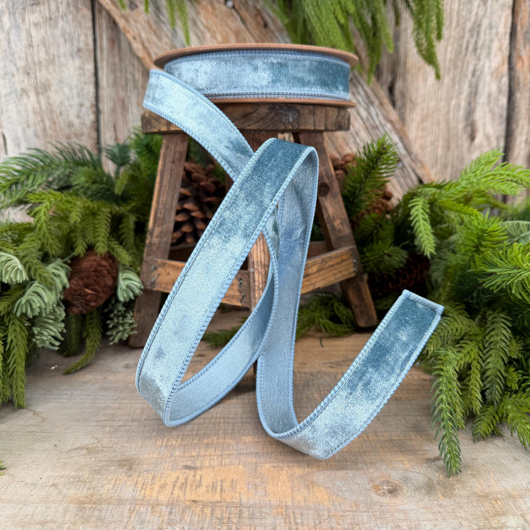 1" French Blue Velvet Ribbon