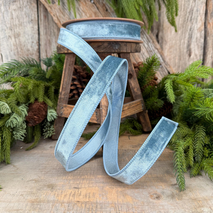 1" French Blue Velvet Ribbon
