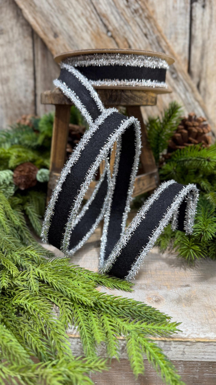 1" Black and Silver Halloween Ribbon, Halloween Ribbon