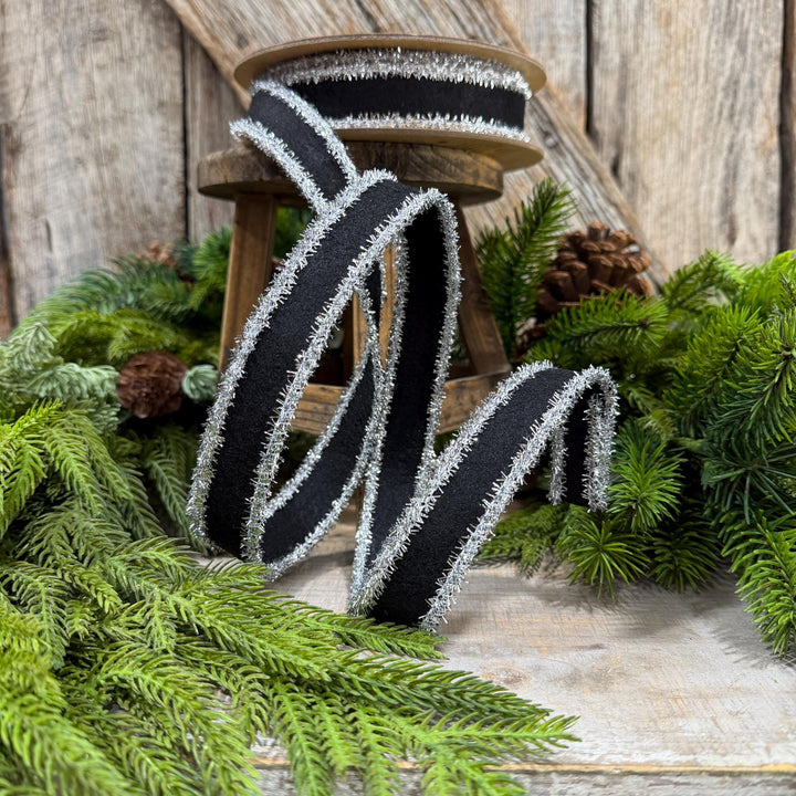 1" Black and Silver Halloween Ribbon, Halloween Ribbon