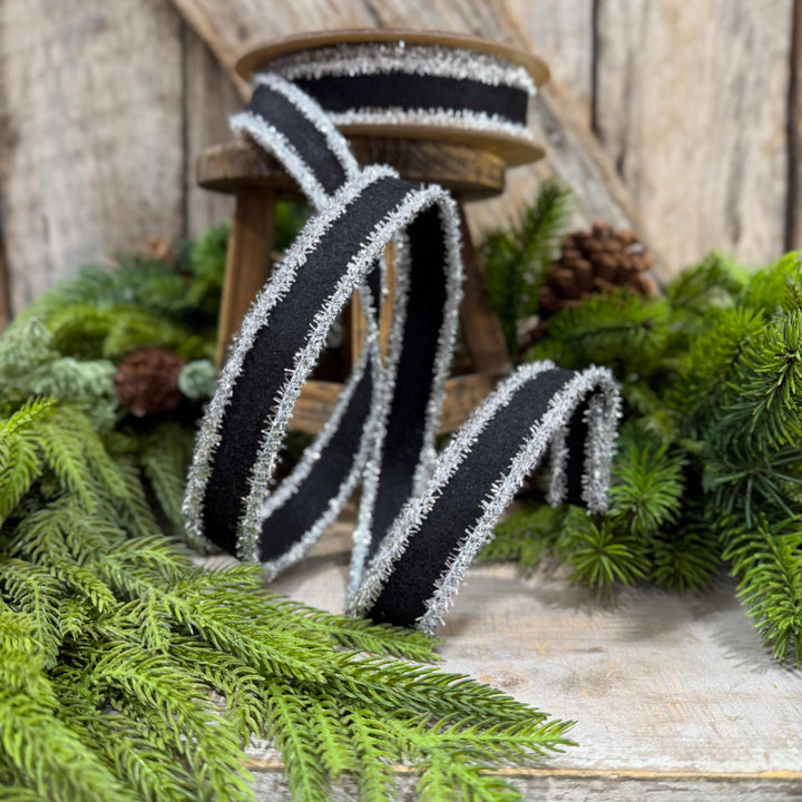 1" Black and Silver Halloween Ribbon, Halloween Ribbon