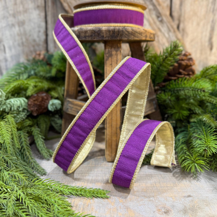 1" Purple Gold Ribbon, Christmas Ribbon, Mardi Gras Ribbon