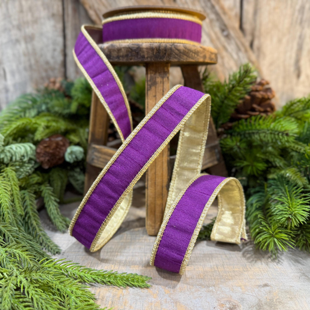 1" Purple Gold Ribbon, Christmas Ribbon, Mardi Gras Ribbon