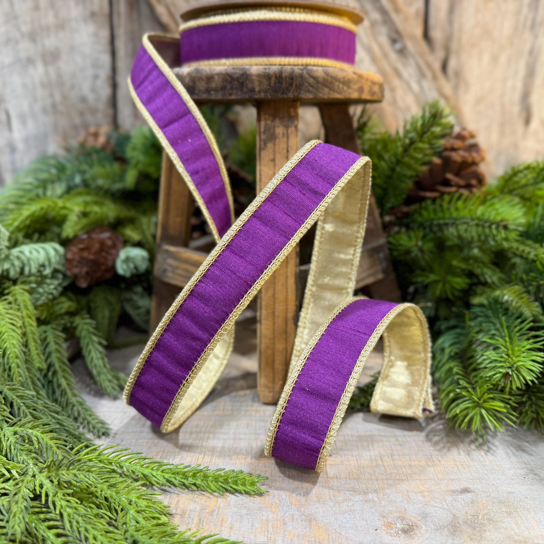 1" Purple Gold Ribbon, Christmas Ribbon, Mardi Gras Ribbon