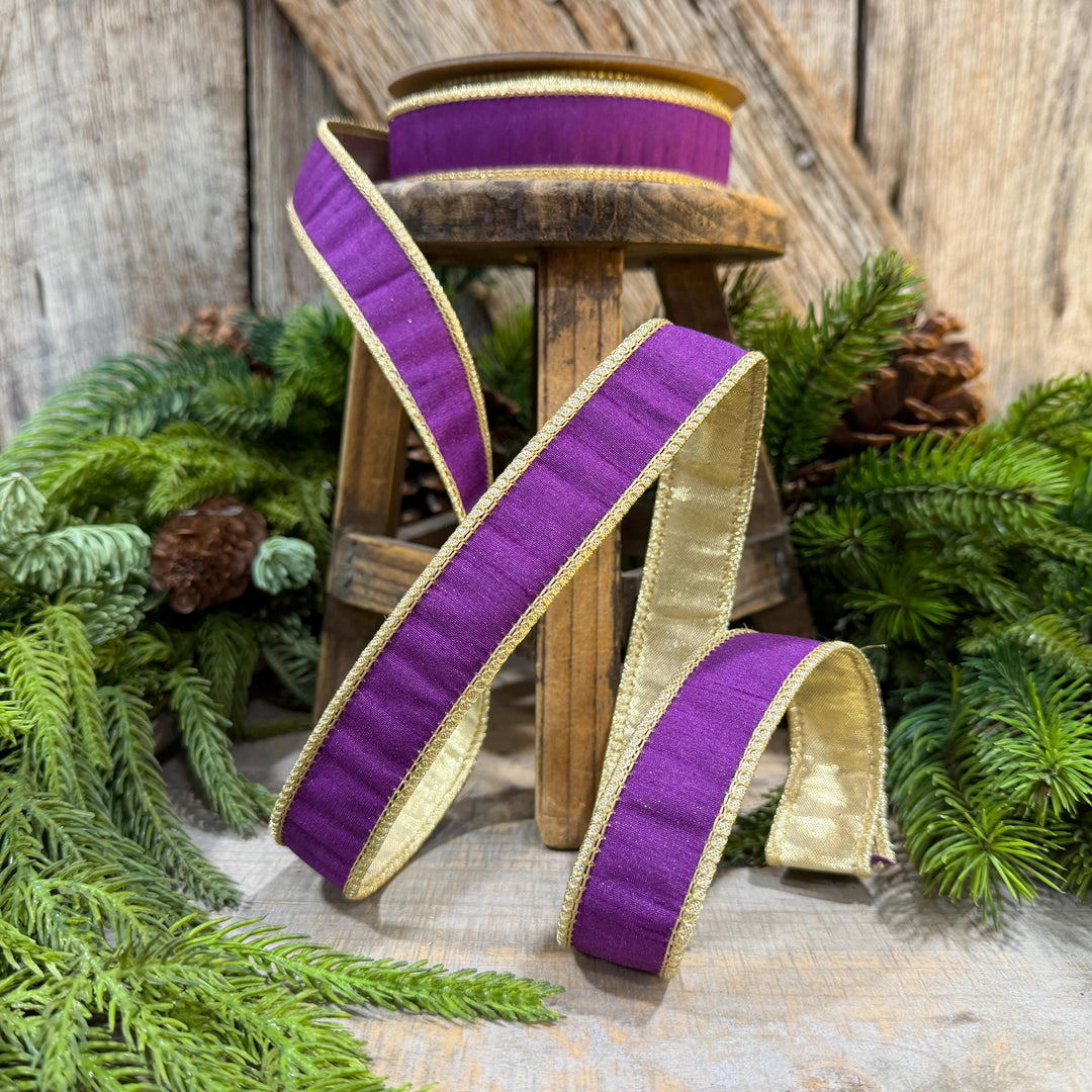 1" Purple Gold Ribbon, Christmas Ribbon, Mardi Gras Ribbon