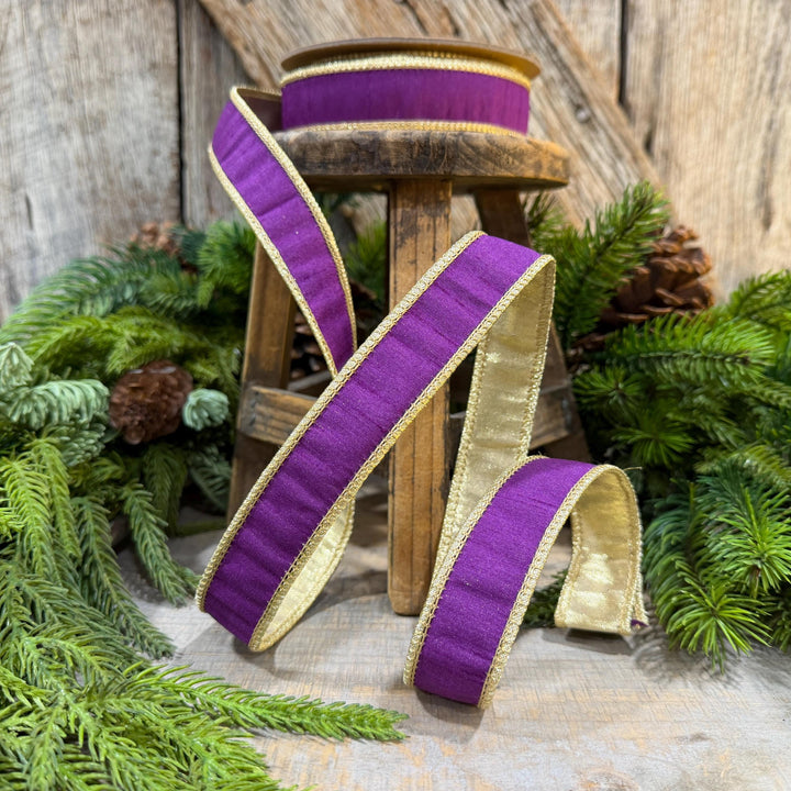1" Purple Gold Ribbon, Christmas Ribbon, Mardi Gras Ribbon