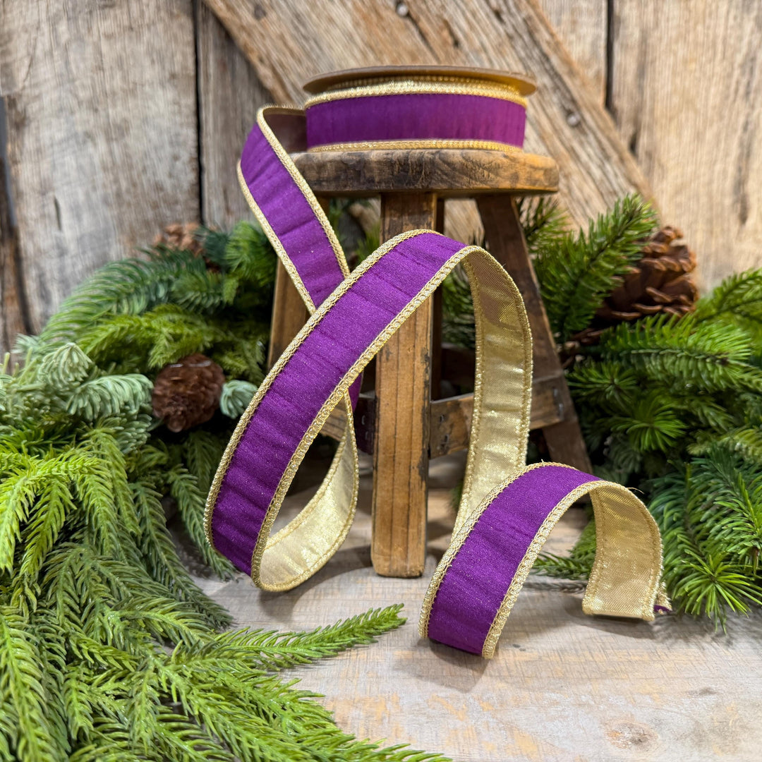 1" Purple Gold Ribbon, Christmas Ribbon, Mardi Gras Ribbon