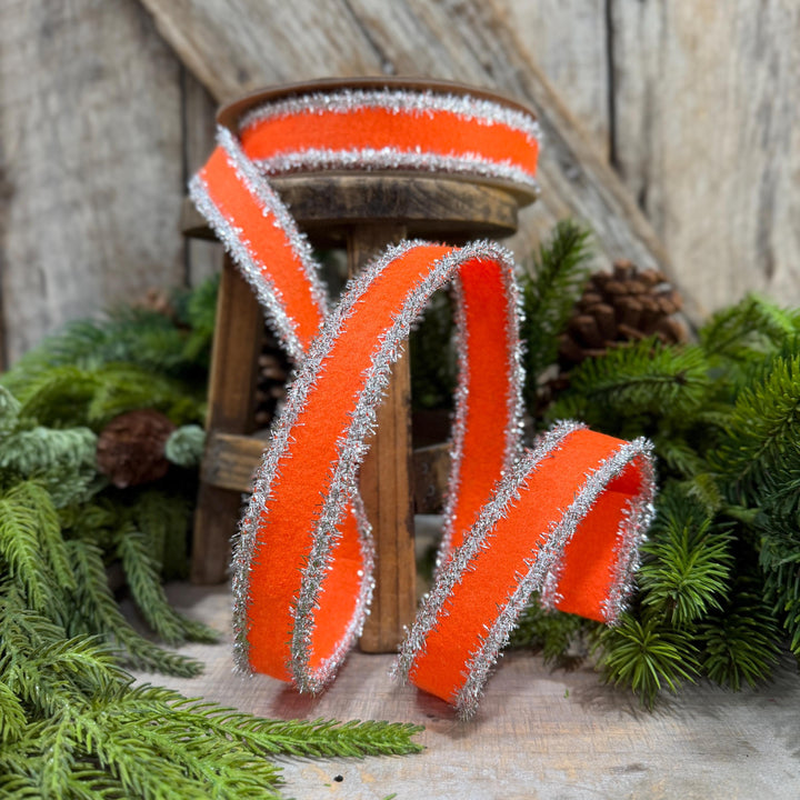 1" Orange and Silver Halloween Ribbon, Halloween Ribbon