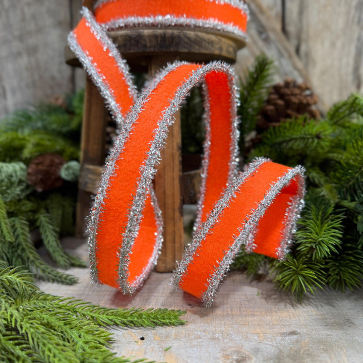 1" Orange and Silver Halloween Ribbon, Halloween Ribbon