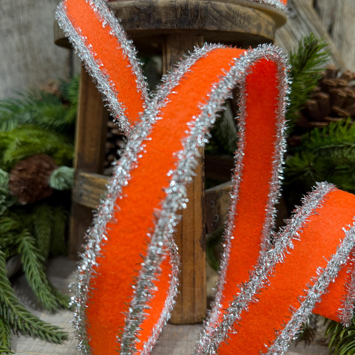 1" Orange and Silver Halloween Ribbon, Halloween Ribbon