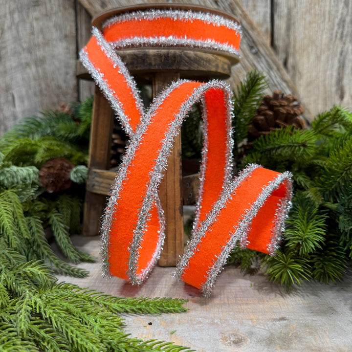 1" Orange and Silver Halloween Ribbon, Halloween Ribbon