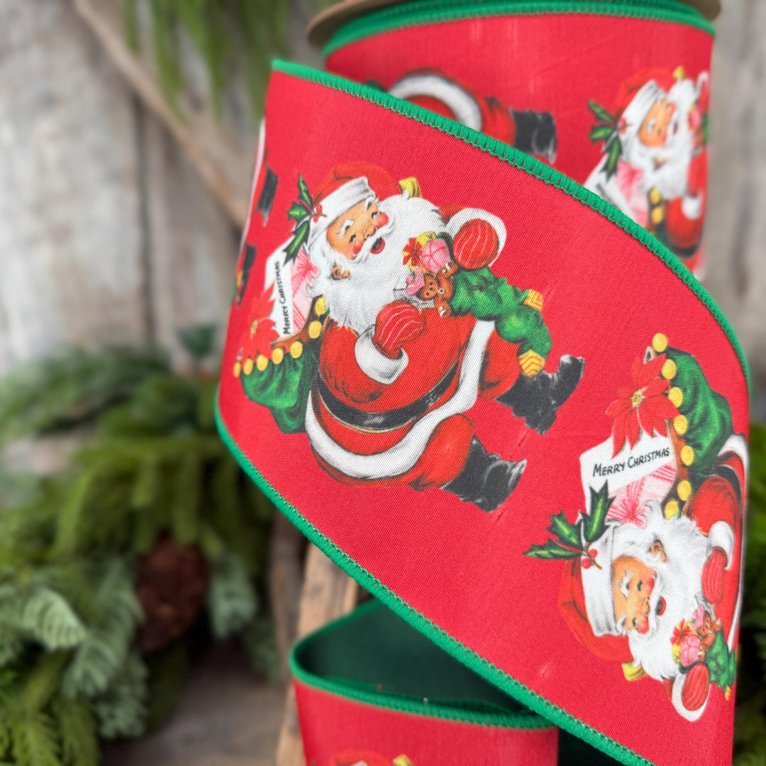 4 " Santa with Presents Ribbon, Christmas Tree Ribbon