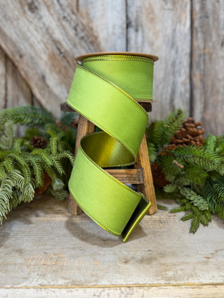 2.5" Lime Green Velvet Ribbon, Lime Green Velvet Ribbon, Christmas RIbbon, Green Velvet Ribbon, Designer Ribbon,Gift Wrap Ribbon,Christmas