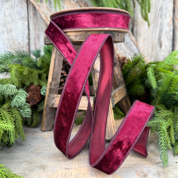 1" Burgundy Velvet Ribbon