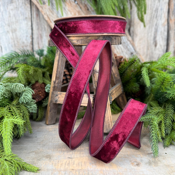 1" Burgundy Velvet Ribbon