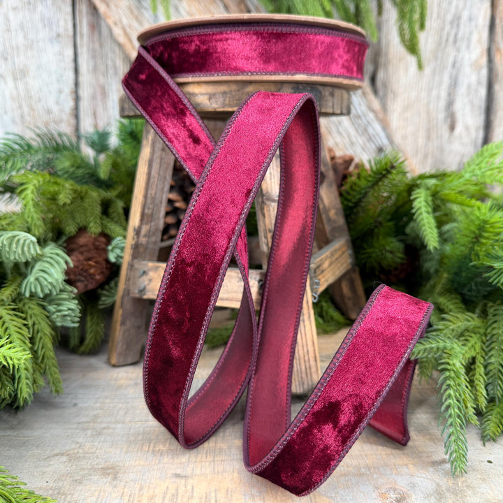 1" Burgundy Velvet Ribbon