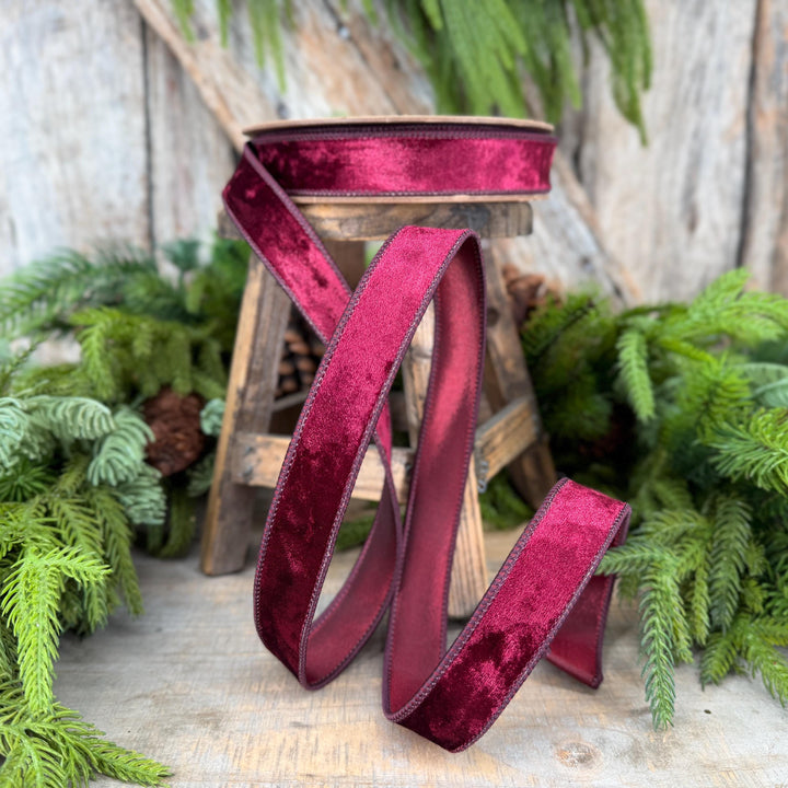 1" Burgundy Velvet Ribbon