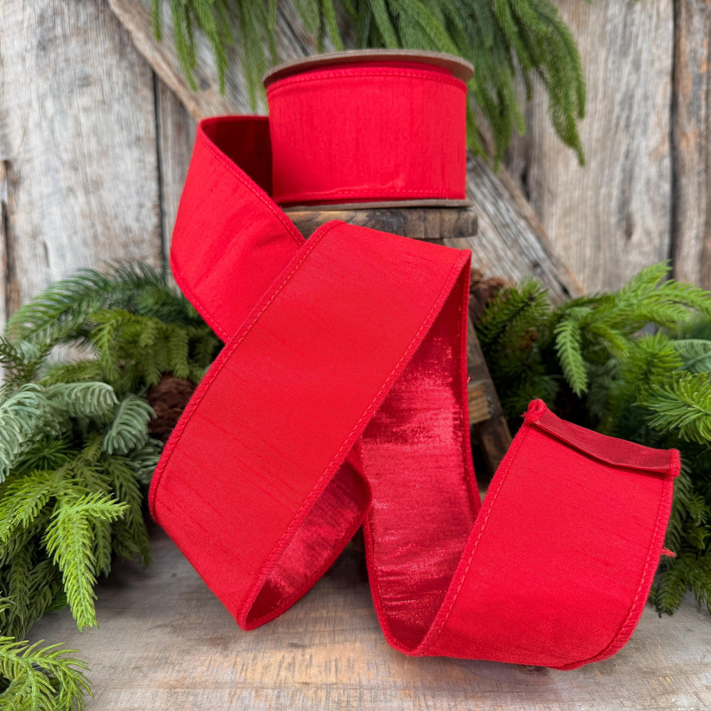 2.5” Red Dupioni Ribbon, ribbon