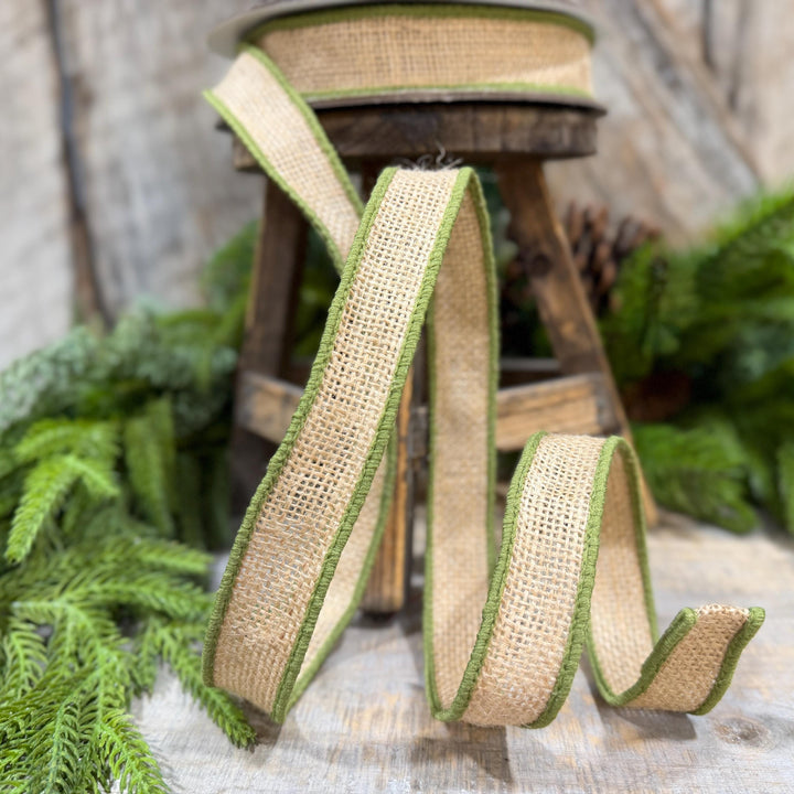 1" Moss Green Burlap Accent Ribbon, Farrisilk Ribbon, SR096-61
