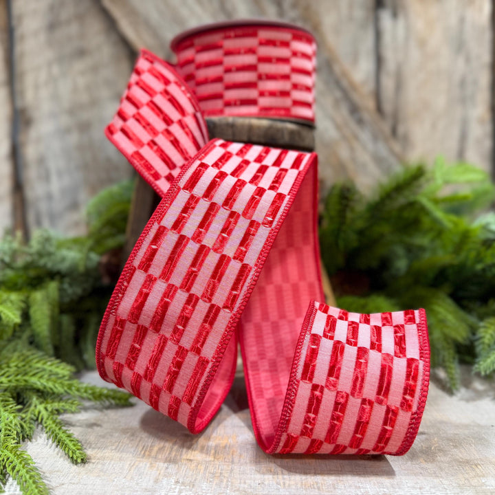 2.5" Red RIbbon, Red Zellige Ribbon, Farrisilk Ribbon