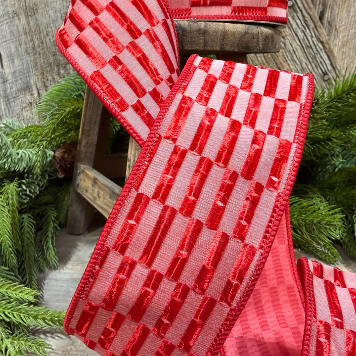 2.5" Red RIbbon, Red Zellige Ribbon, Farrisilk Ribbon