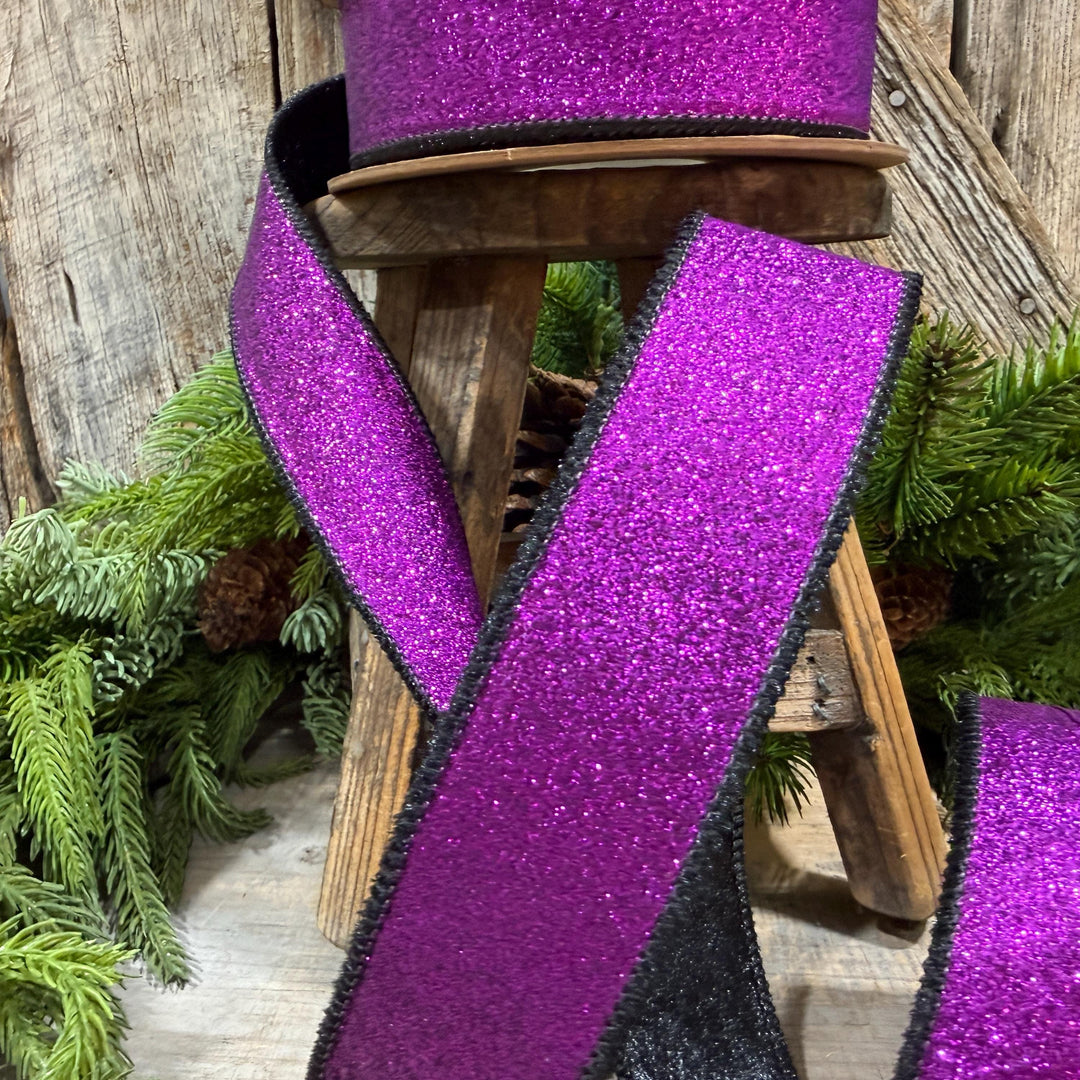 1.5" Purple Glitz Ribbon, Halloween Ribbon