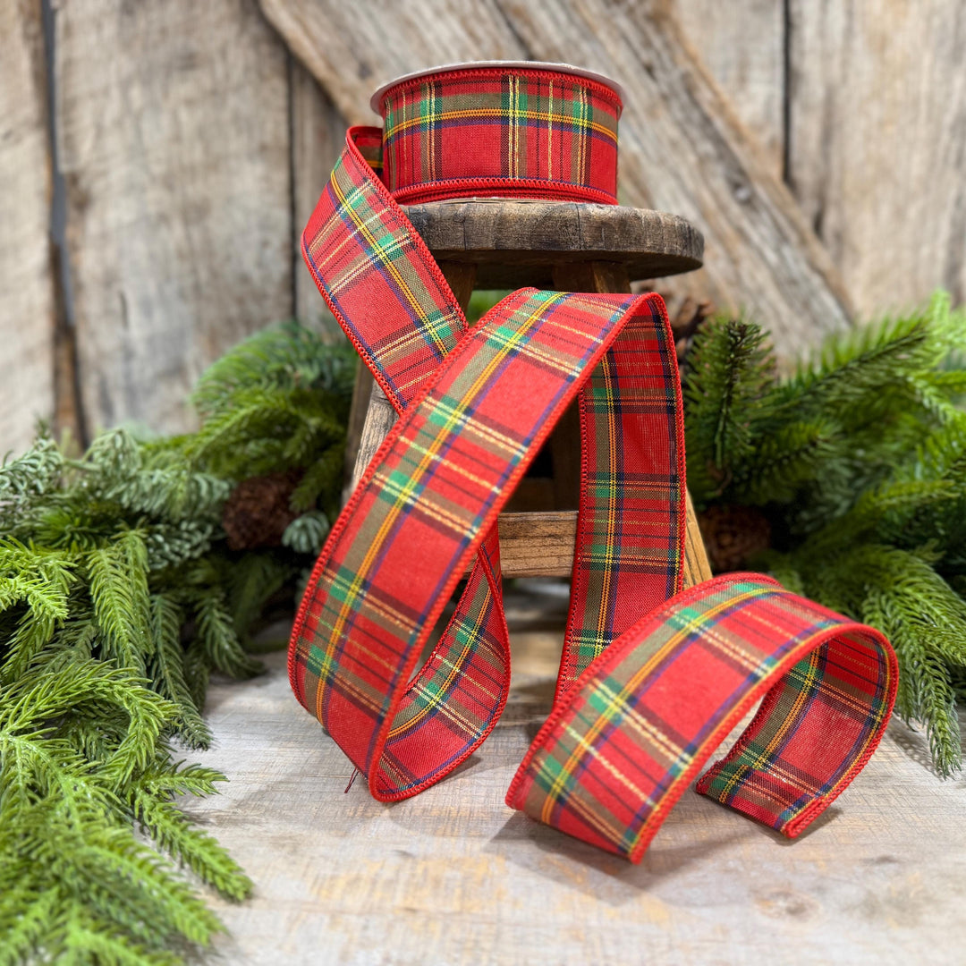 1.5" Traditional CHristmas Plaid, RIbbon for Treee