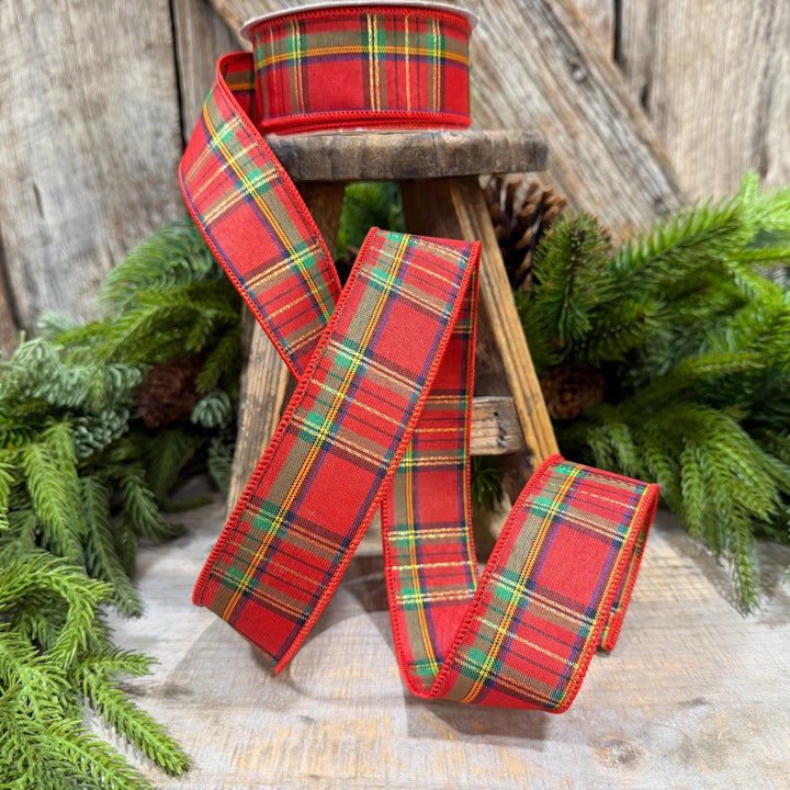 1.5" Traditional CHristmas Plaid, RIbbon for Treee