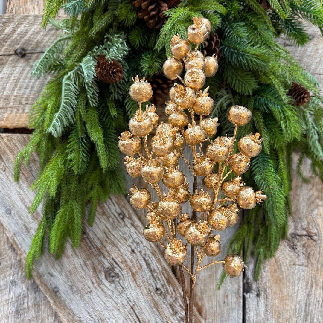 26" Gold Berry Spray, Christmas Berry Spray, Christmas Berries, Gold Christmas Spray
