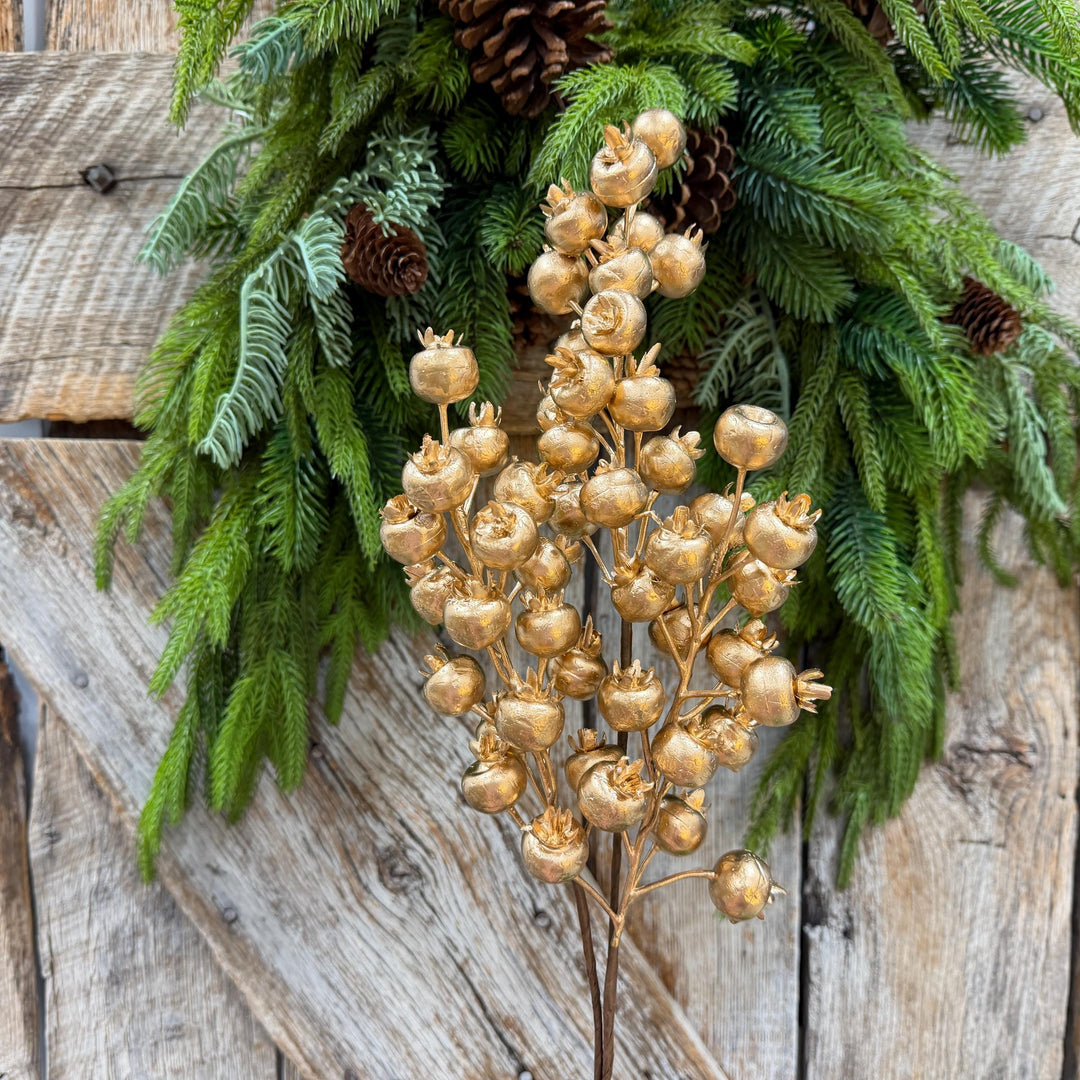 26" Gold Berry Spray, Christmas Berry Spray, Christmas Berries, Gold Christmas Spray
